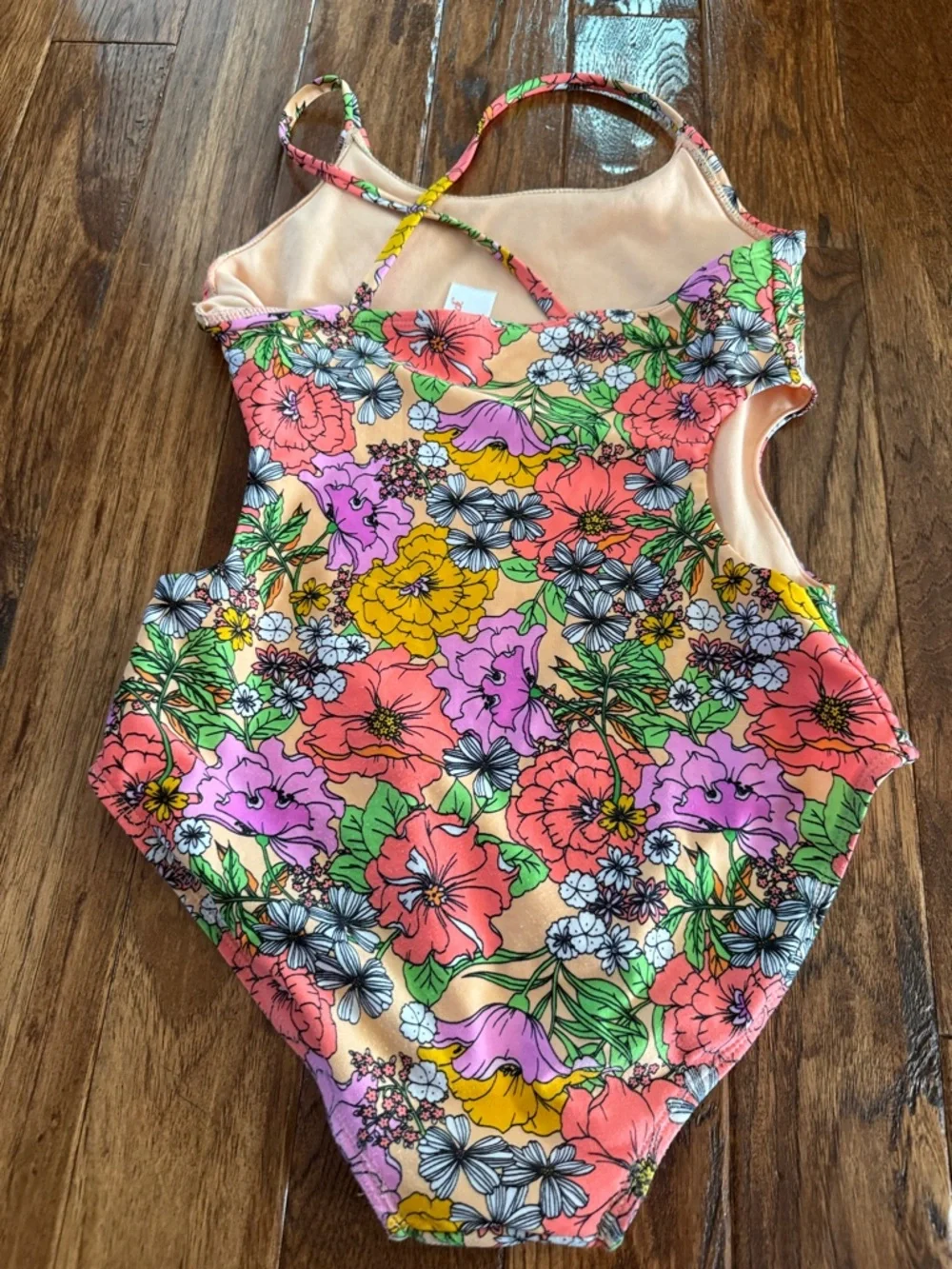 Cat and Jack Floral Cutout One-Piece Swimsuit in Pink & Yellow 14